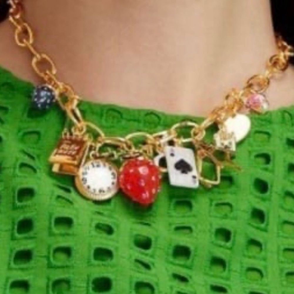 kate spade Gold-Tone Charm Necklace with Red Strawberry and Black Accent - Picture 2 of 7